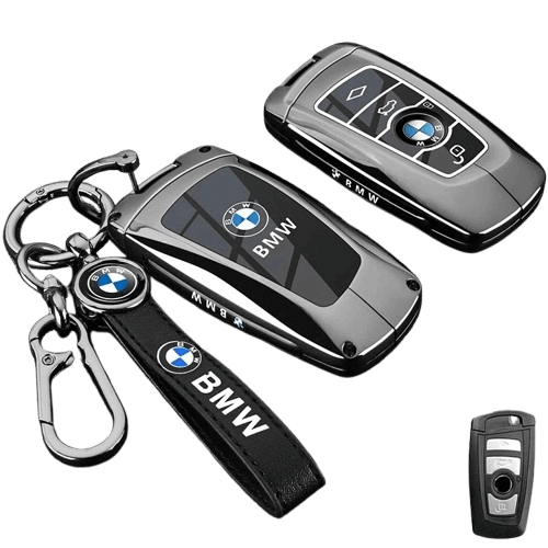 AutoVeredler luxury key case for BMW smart keys with leather strap and zinc alloy shell for F30 F20 F10 X3 X4 M3 M5