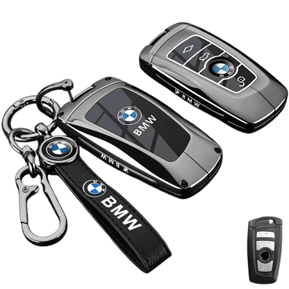 AutoVeredler luxury key case for BMW smart keys with leather strap and zinc alloy shell for F30 F20 F10 X3 X4 M3 M5