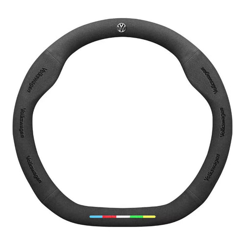 AutoVeredler suede steering wheel cover Round Wine Red for Volkswagen Golf, Jetta, Passat, Tiguan and Polo