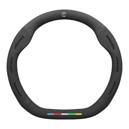 AutoVeredler suede steering wheel cover Round Wine Red for Volkswagen Golf, Jetta, Passat, Tiguan and Polo