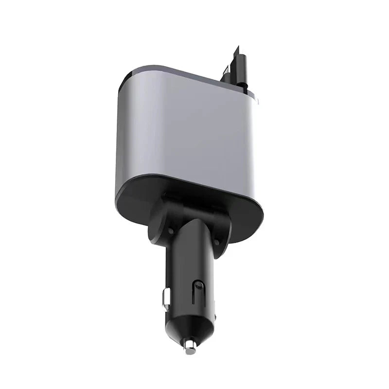 100-W-USB-Autoladegerät mit einziehbarem Kabel – Schnellladeadapter