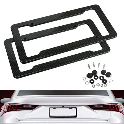 Universal carbon fiber license plate frame with screw kit – sporty car number plate holder