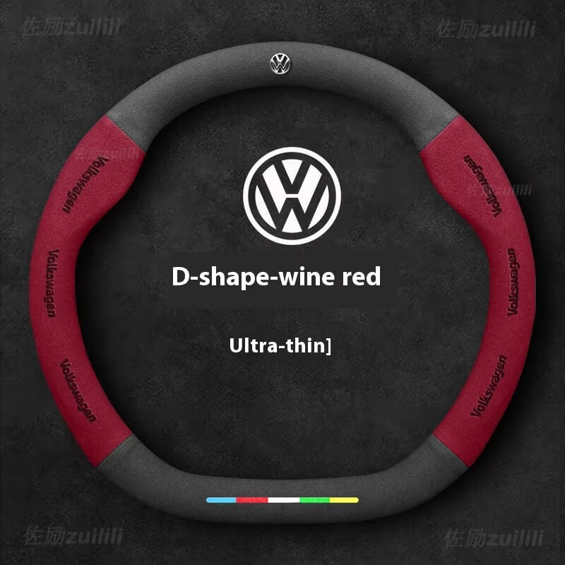 AutoVeredler Lenkradabdeckung aus Wildleder – Rund Weinrot für VW