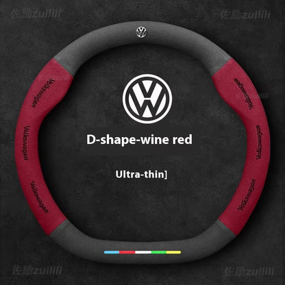 AutoVeredler Lenkradabdeckung aus Wildleder – Rund Weinrot für VW