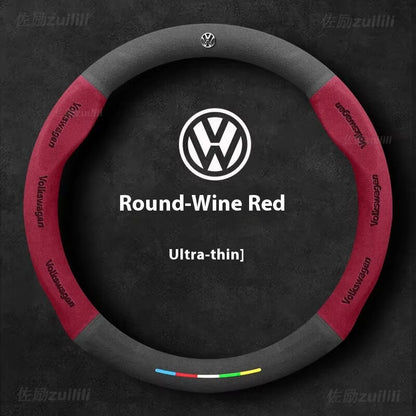 AutoVeredler Lenkradabdeckung aus Wildleder – Rund Weinrot für VW